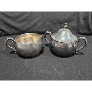 vintage silver-plated creamer and lidded sugar bowl set